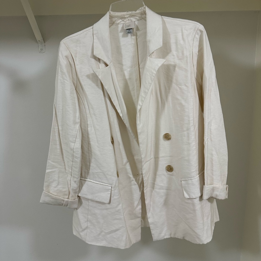 Light Cream Double-Breasted Women’s Blazer Jacket